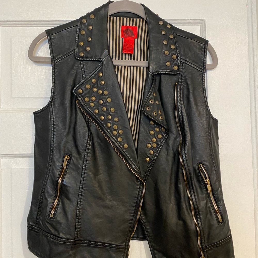 Faux leather studded vest
